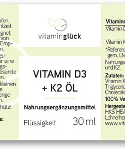 Vitaminglück Vitamin D3 K2 Algenöl vegan Etikett
