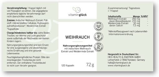 Vitaminglück Weihrauch Etikett
